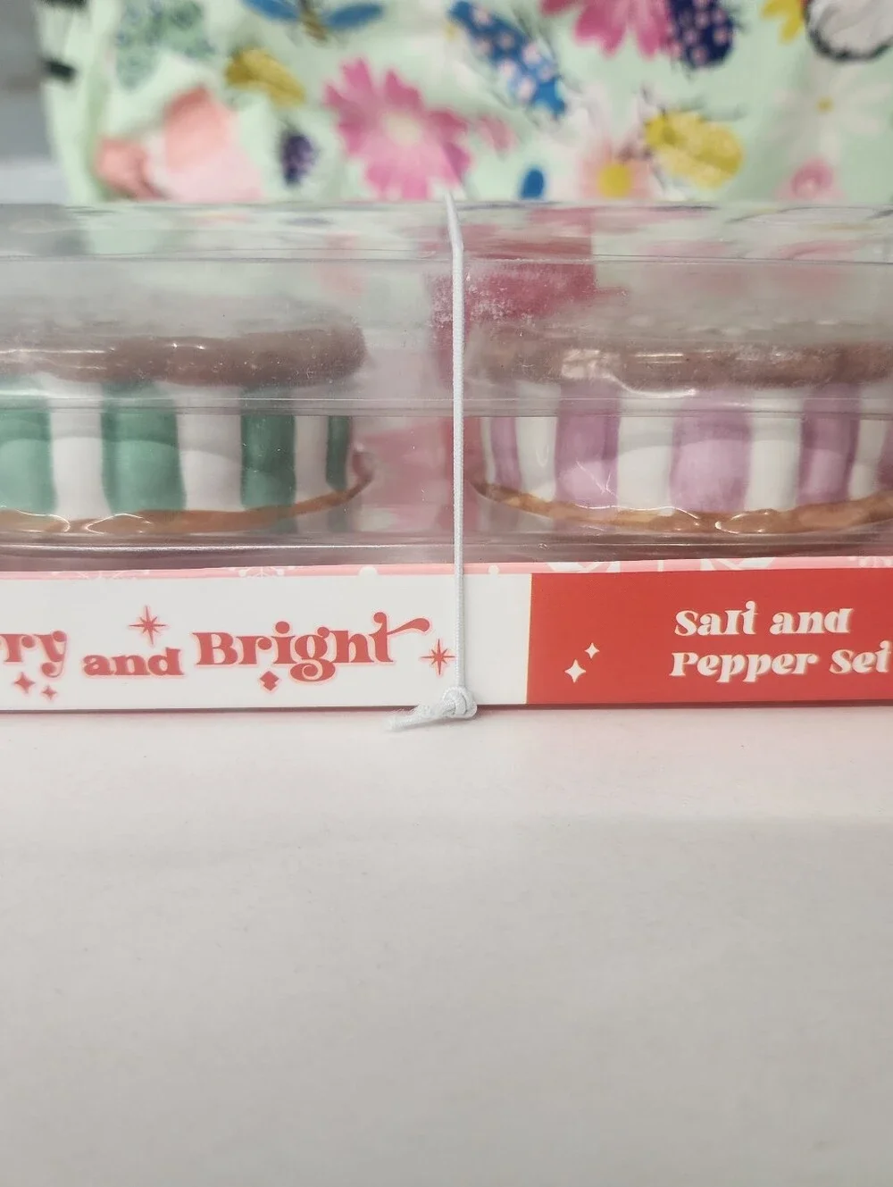 Merry and Bright Green & Brown Holiday Salt and Pepper Shaker Set